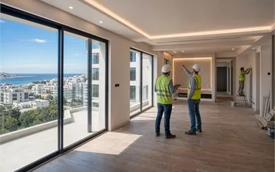 Espace intérieur existant examiné pendant des travaux de rénovation